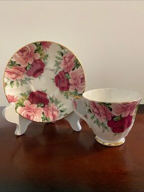 Allyn Nelson Rose Teacup and Saucer Made Of Fine Bone China in England